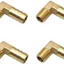 3 Pcs 90 Degree Elbow Brass Barb Fittings, 1/4 Inch NPT to 1/2 Inch OD Hose Barb for Low-pressure,Fuel,Air and Non-potable Water Chilling Application