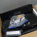 IBUYKE Modern Rattan Floating TV Stand with Doors,Wall Mounted TV Shelf for TVs up to 55 Inches,Media Console Entertainment Center for Under TV Storage Cabinet for Living Room Bedroom,Black UWST012B