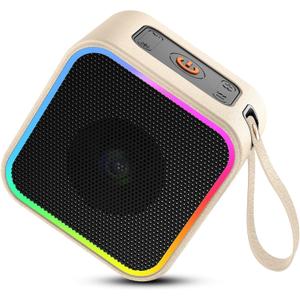Portable Bluetooth Speaker, Wireless Speakers with LED Lights Built-in Mic Bluetooth 5.3, Portable Wireless Up to 10H Playtime, 8W Loud Sound Punchy Bass Small Speaker for Home/Party (White)