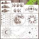 Moon Stencils for Painting Star Stencil Reusable Sun Clouds Stencils for Painting on Wood Furniture Canvas Fabric Walls