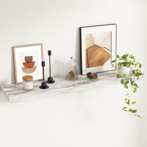 Fun Memories Deep Floating Shelves - 48" W x 9.3" D x 1.6" H Rustic Grey Wall Shelf - Wall Mounted Shelves for Storage - Wooden Shelves with Invisible Brackets for Living Room, Farmhouse - Set of 1 Fun Memories Deep Floating Shelves - 48" W x 9.3" D x 1.6" H Rustic Grey Wall Shelf - Wall Mounted Shelves for Storage - Wooden Shelves with Invisible Brackets for Living Room, Farmhouse - Set of 1