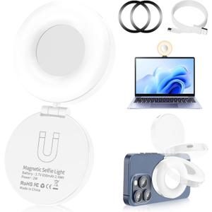 Selfie Light, Selfie Light for iPhone, Portable Phone Ring Light for Video Recording, Adjusted 4 Modes, Rechargeable Fill Light for Selfies, Photography, Makeup, Vlogs, TikTok, VideoWhite (2.5x2.5x0.78IN)