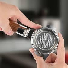 Mischief 58mm Bottomless Portafilter, 316 Stainless Steel, Fits E61 Group Heads, La Marzocco, Rocket, ECM, Synesso, VBM, Flat Base, Double Shot Basket, Walnut wood (Walnut Wood, 58MM for E61)