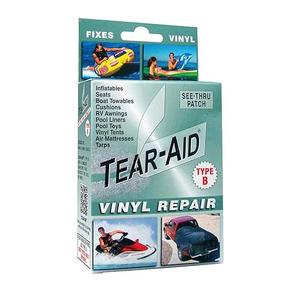 TEAR-AID Vinyl Repair Kit, Type B Clear Patch for Vinyl and Vinyl-Coated Materials, Works on Vinyl Tents, Awnings, Air Matresses, Pool Liners & More, Green Box, 2PACK