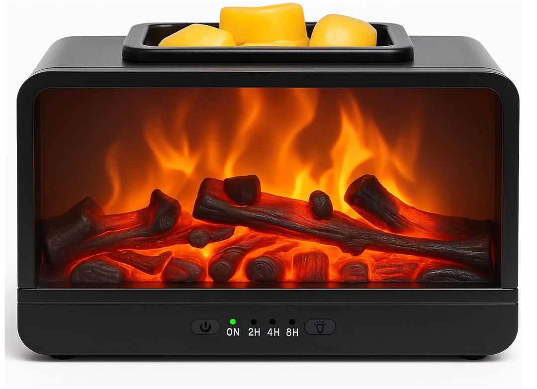 MeplLivs Dynamics Flame Fireplace Electric Wax Melt Warmer PTC Heating Plate Monochromatic Wax Burner Fragrance Wax Warmer for Home Office Gifts & Decor(Black)