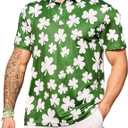 Mens Polo Shirts Short Sleeve Print Golf Shirts Gifts for Men (Green, XL)