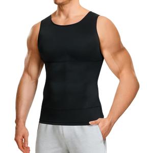 Nebility Shapewear Mens Compression Shirt - Slimming Body Shaper Vest Sleeveless Undershirts Workout Tank Tops (Black, XL)