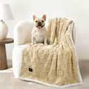 Luciphia Waterproof Dog Blanket, Emotional Support Leakproof Medium Pet Blanket for Couch Sofa Bed Protector, Washable Sherpa Fleece with 3D Jacquard, Cozy Calming Reversible, Yellow, 57"x40"