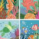4 Pack Large Paint by Numbers Kit for Adults Beginner 16x20in, Cute Ocean Sea Animals Paint by Number for Kids, Easy Acrylic Painting by Numbers Canvas Without Frame