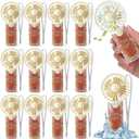 Fumete 12 Pcs Mexican Mini Handheld Fans Bulk De Barro Gifts, Brown, 2.36 x 5 inches/ 6 x 12.5cm