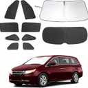 8PCS Windshield Sun Shade Custom Fit for 2018-2024 Honda Odyssey Accessories Foldable Sunshade Side Rear Window Shade Cover Full Set Privacy Protection Keeps Car Cool