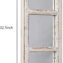 Farmhouse Wood Frame Window Mirror 14" x 33", Distressed White