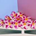 Birthday Gifts for Women 10pcs White Hot Pink Flowers PU Real Touch Flowers Hawaiian Plumeria Frangipani Artificial Flowers for DIY Birthday Gifts Wedding Gifts Home Decor Table Centerpiece