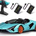 MIEBELY Lamborghini Remote Control Car, 1:12 Scale Lambo Toy Car 2 X 7.4V 900mAh Officially Licensed 12Km/h Fast Rc Cars with Led Light 2.4Ghz Model Car for Adult Boys Girls Birthday Ideas Gift - Blue