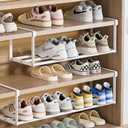 Hanging Shoe Organizer for Closet, Expandable Rack Organizer Under Cabinet Shelf - for Kitchen, Book or Clothing Storage and Organization. (White-1Pcs)