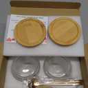 Mfacoy 2 PACK Glass Coffee Mugs with Handle & Spoon, 12 OZ Glass Coffee Cups with Bamboo Lid, Ribbed Glass Cups, Clear Tea Cup for Hot/Cold Beverages, Glassware Set for Americano, Latte, Cappuccino