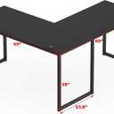 SHW Mission 55 x 60 Inches L-Shape Home Office Computer Desk, Black, 55-Inch L-Shaped