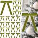 Artmag 24 Pcs Velvet Bows for Christmas Tree Rustic Bows Velvet Christmas Ornaments for Door Garland Wreath Gift Party Holiday Decoration (Width of 1 Inch,Olive Green)