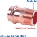 EZ-FLUID 1" MIP x Press LF Copper Press Male Adapter Pressure Copper Fitting Male NPT x Press Pro Press Connection for Residential,Commercial Plumbing.(10)