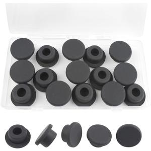 15 Pcs 20 mm/3/4 in Silicone Rubber Plug for 19-20mm Round Holes, Waterproof T Type Rubber Stoppers, Soft Flexible Snap-On Bottle Seal Button Plugs Tube Pipe End Covers Caps Inserts, Black