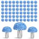 KISLOHUM 80pcs Blue Hydrangea Artificial Flowers Silk Heads with Stems and Vines for DIY Wedding Centerpiece Baby Shower Home Party Decor