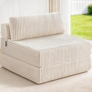 Folding Sofa Bed Convertible 4 in 1 Sleeper Chair Beige Twin XL