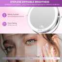 Auxmir 9" Large Lighted Makeup Mirror with Magnification, 1X/30X Double Sided Magnifying Mirror with Adjustable Height, Rechargeable Vanity Mirror with 3 Color Dimmable Lights, 360 Rotation