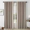 CUCRAF Natural Linen 100% Blackout Curtains 108 Inch Length 2 Panels Set, Back Tab and Rod Pocket Curtain for Living Room Bedroom, Room Darkening Window Drapes Thermal Insulated, (52x108 inch, Linen)