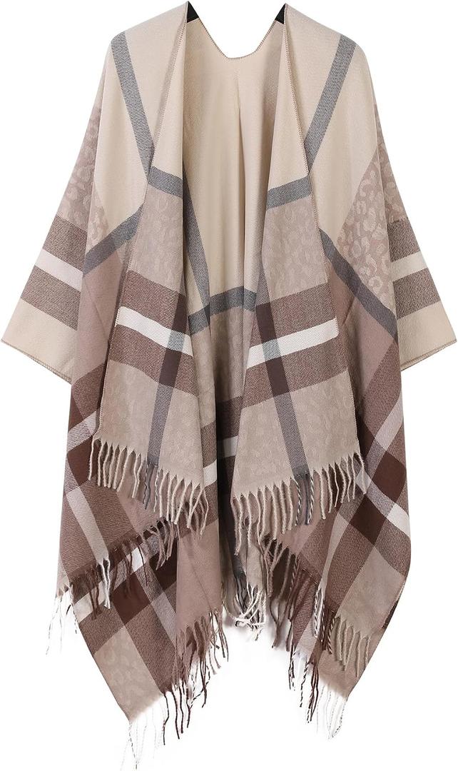 Ladiery Winter Shawl Wrap for Women,Soft Plaid Blanket Scarf, Warm Pashmina for Cold Weather, Travel, and Christmas Gifts (Brown)