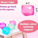 3pack Stress Cube Squishy Stress Balls for Kids Ice Cubes Squishy for Adults Fidget Toy for Your Best Mellow and Chill Square Shape with Filling in Pink Purple Blue for All Age (3pcs)