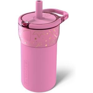 BrMate Leap 12oz 100% Leakproof Kids Tumbler with Handle and Silicone Soft Straw | Drop Resistant Silicone Sleeve | For Kids 4+ | Insulated Stainless Steel | Cup Holder Friendly | 12oz (Princess)