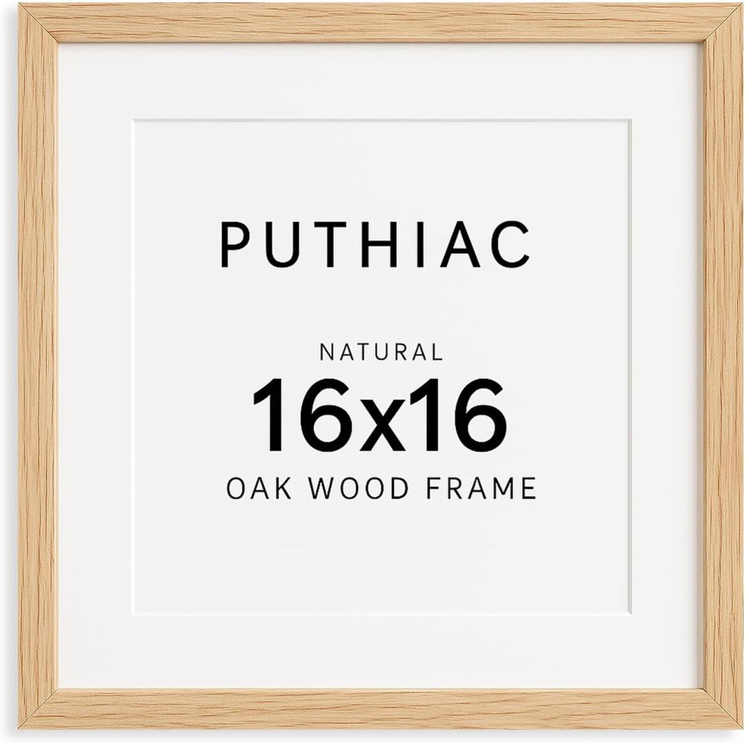 16x16 Picture Frames for Wall - Minimalist 16x16 Oak Wood Frames, 16"x16" Picture Frame Wood, Natural Solid Wooden Picture Frames for Wall Art Photo and Prints(1 Pack, Beige)