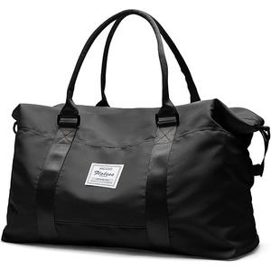 Travel Duffel Bag, Sports Tote Gym Bag, Shoulder Weekender Overnight Bag for Women, Black