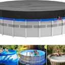 MIXC 12 Ft Round Pool Cover, Solar Covers for Above Ground Pools, Summer Pool Cover Protector with Pool Cover Accessories, Round Hot Tub Cover Ideal for Waterproof and Dustproof (Black)