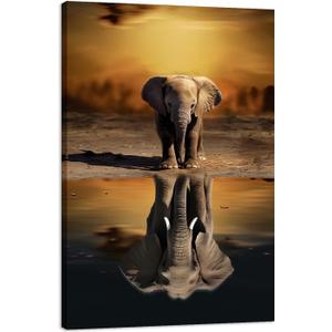 MODOJOART Elephant Canvas Wall Art, Mindset is Everything Painting Print Inspirational Elephant Photo Picture for Living Room Study Decor (Artwork-04, 16"x24")