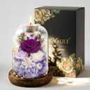 Gifts for Mom, Preserved Rose Flowers in Glass Dome, Forever Flowers for Delivery, Eternal Rose, Birthday Gifts for Women, Mothers Day for Grandma, Wife, Daughter, Anniversary(Purple)
