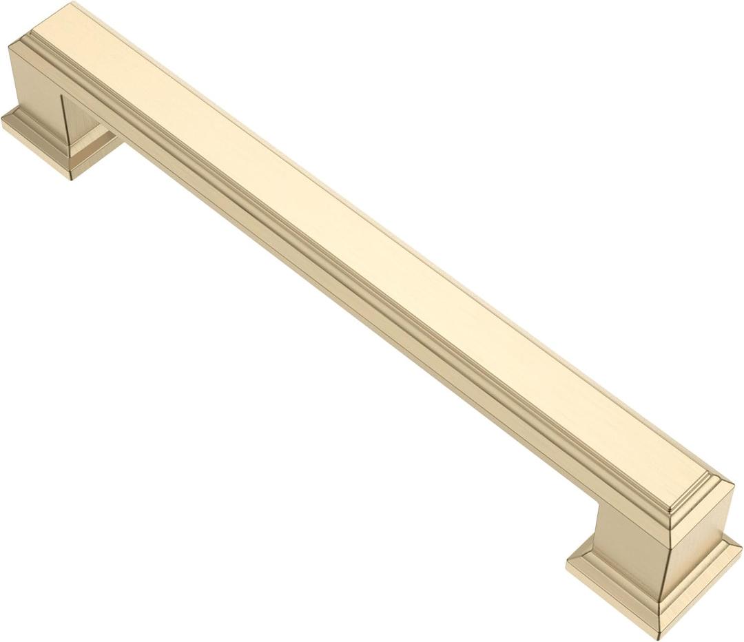 Alzassbg 15 Pack Brushed Brass Cabinet Pulls, 5 Inch(128mm) Hole Center Cabinet Handles Kitchen Pulls for Cabinets and Drawer AL3071BB