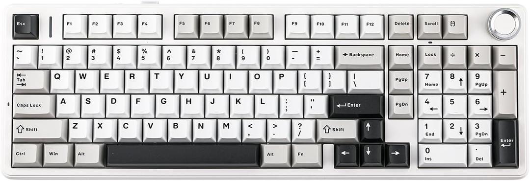 Aula F99 PRO 96% Mechanical Gaming Keyboard, BT5.0/USB-C/2.4GHz Wireless, Hot Swappable Gasket Custom Keyboard with 8000mAH Battery, Rotary Knob, RGB Backlit for Win/Mac (White Grey)