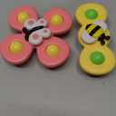 ALASOU 2PCS Suction Cup Spinner Toys for 1 Year Old Boy Girl|Spinning Top 12 18 Months|1 2 Year Old Boy Birthday Gift|Baby Bath Toy for Kids Ages 1-3|Sensory Airplane Travel Toy for Infant Toddlers