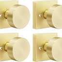 goldenwarm Gold Dummy Door Knobs, Zinc Alloy Square Ball Brushed Gold Dummy Door Knobs for Hallways, Kitchens, Heavy Duty Door Knob Bulk - Modern & Stylish(2 Pairs / 4 Pieces)