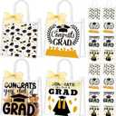 Kolldenn 48 Pcs Graduation Gift Bag Bulk 2026 Congrats Grad Clear Goodies Bags with Handle Reusable Treats Tote Bag for Students High School College Graduates End of School Year Class Party(Gold)
