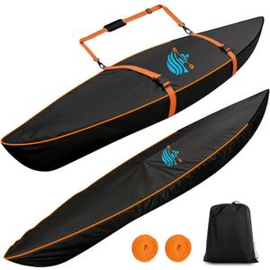 Kayak Cover 600D Canoe Cover for Outdoor Storage Heavy Duty & Waterproof, Fade-Resistant, Fits Paddle Board, SUP, Canoe, and Kayak Boat (8- 10 ft)