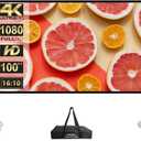 Outdoor Projector Screen with Stand 100 Inch: Portable Projection Screen 16:10 4K HD Outdoor Movie Screen with Carry Bag for Home Backyard Theater