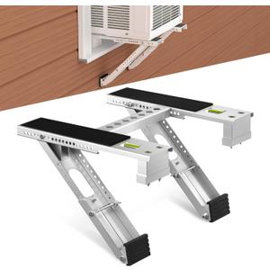 Window AC Bracket, Heavy Duty Window Air Conditioner Support Brackets with 2 Arms, A/C Holder for 5000 Btu to 24000 Btu Outdoor AC Window Units, Max 220 Lb Capacity