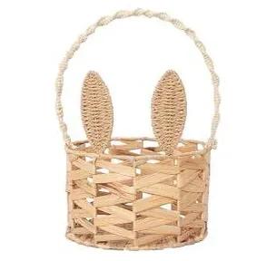 Basket with Handle Kids Cute Bunny Easter Basket Bunny Harvest Flowers Toys Mini Picnic Knitted Birthday Organiser
