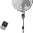 Lasko Oscillating Adjustable Pedestal Stand Fan with Timer and Remote for Indoor, Bedroom, Living Room, Home Office & College Dorm Use, 16 Inch, White, 1646