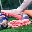 HRJR Mens Soccer Cleats Football Cleats High-Top Sneaker Pink, 5.5