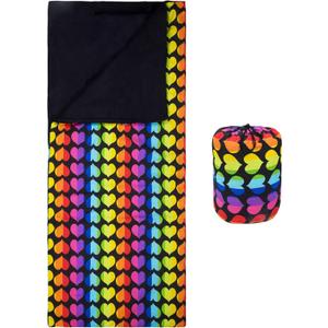 Wildkin Kids Sleeping Bag  Roll-Up Design with Storage Bag for School, Travel & Camping - Rainbow Hearts