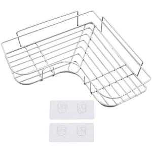 OWKAY Bathroom Shelf Without Drilling Iron Shower Shelves Shampoo Storage Rack Cosmetic Holder Wall Mounted Shower Organizer 04withstricker