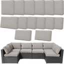 Frxeyaliz 14Pcs Outdoor Cushion Covers Replacement Washable w/Zipper for 6-Seaters Sofa Patio Slipcovers Set Seat and Back Covers Only, Light Gray, 25x25x3.15inch